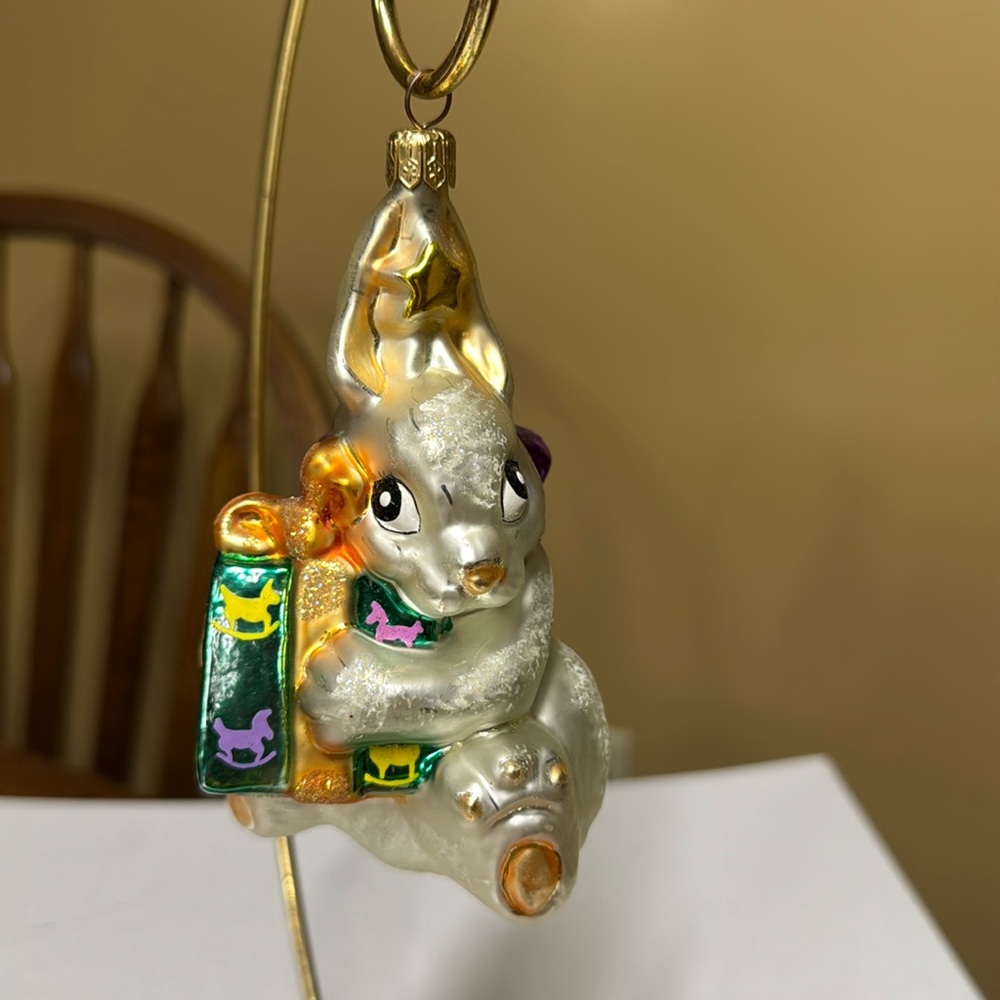 Christopher Radko bunny ornament Handblown hand painted glass numbered